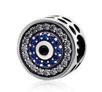 Perlas de Cristal Azul mal de ojo Encanto Plata De Ley 925 Suerte Colgante Ángel Símbolo Charm para pulsera de Pandora encantos