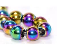 Perlas de Hematita Arcoíris 4/6/8 mm, Redondas, No Magnéticas, 38 cm, 1 Hebra (6 mm - 60 Unidades), Multicolor