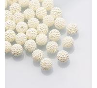 Perlas de imitación, Cuentas acrílicas redondas de 10 mm multicolor, paquete 50/100 for hacer joyas, pulseras y collares(Cream White,50Pcs)