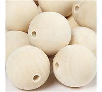 Perlas de madera, D: 35 mm, tamaño del agujero 6 mm, bayas de porcelana, 50 unidades