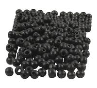 Perlas de madera, D: 5 mm, negro, 6 g, aprox. 180 unidades