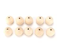 Perlas de Madera Redondas, 10 Piezas, 40mm, Color Natural, Multiuso para Manualidades - Sin Acabado, Agujero para Collares y Pulseras, Ideal para DIY y Decoración