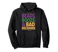 Perlas de Mardi Gras para Bebidas alcohólicas, Malas Decisiones, Fiestas, desfiles, diseño Divertido Sudadera con Capucha