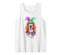 Perlas de máscara de Perro Coonhound inglés Americano de Mardi Gras Camiseta sin Mangas
