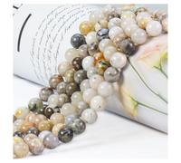 Perlas de piedras preciosas naturales, 45 piezas de 8 mm, ágata de bambú, piedras preciosas naturales pulidas, redondas, para enhebrar, piedras preciosas, cuentas de piedra para pulseras, collares