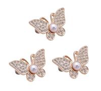 Perlas decoradas con mariposas para apretar la cintura, 3 unidades, no cosidas, para pantalones sueltos, jeans, clip de mariposa