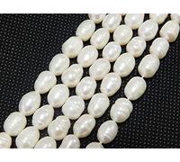 Perlas naturales de agua dulce, perlas cultivadas blancas, ovaladas, barrocas, perlas espaciadoras, perlas sueltas, conchas, color 8-6 mm