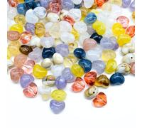 Perlas para enhebrar, 100 unidades de perlas de corazón, juego de perlas acrílicas coloridas para hacer joyas DIY, perfectas para enhebrar pulseras, collares y pendientes, perlas de 10 mm con agujero