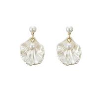 Perlas pendientes concha joyas blancas pendientes de botón estilo de playa para niñas mujer novedad Durability And Professional
