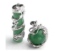 perlas plateadas plateadas estilo chino dragón envoltura lapis lazuli pilar colgante tigre ojo piedra ronda bead joyería-Aventurina verde_PORCELANA