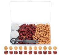 Perlas y Varillas Octogonales de Cera para Sellar - Kit Con Velas Té, Cuchara y Perlas para Letras - 320 Piezas/Rojo, Dorado