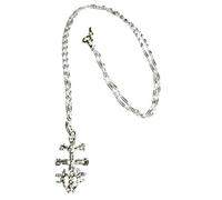 perlascarel Collar Colgante Cruz de Caravaca grande 30 mm y Cadena a 45 cm modelo Singapur Todo Plata de Ley y Estuche Incluido