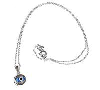 perlascarel Collar Colgante Ojo Turco 10 mm Plata de Ley con Cadena Plata de Ley a 40 cm y Estuche Regalo