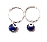 perlascarel Pendientes Aros Plata de Ley 2,00 cm y Ojos Turcos 10 mm. Estuche Incluido. Ojo Turco Protector