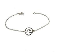 perlascarel Pulsera Ola de Vida Plata de Ley, Longitud Estándar 17 a 19 cm por Cadena de Alargue, Estuche Incluido