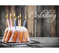 Perleberg 5 tarjetas de invitación generales para tartas con velas, invitación para cumpleaños, bodas, Navidad, etc. Tarjetas de invitación en 10,5 x 14,5 cm con sobre, para niños y adultos