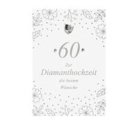 Perleberg - Elegante tarjeta de boda con cristal de corazón - Hermosa tarjeta de boda de diamante de 11,6 x 16,6 cm - Tarjeta de boda con sobre - Tarjetas de boda especiales de alta calidad