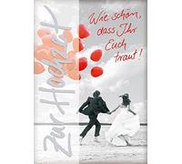 Perleberg Tarjeta de boda con diseño de pareja y texto - Basic Classic Collection - Tarjeta de boda en calidad premium - Regalo de boda con sobre - 11,6 x 16,6 cm