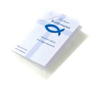 Perleberg Tarjeta de confirmación - Basic Classic Collection - Tarjeta de confirmación con adorno de pez y cruz - 11,6 x 16,6 cm