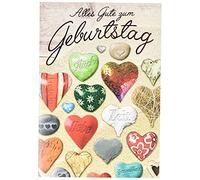 Perleberg Tarjeta de cumpleaños Basic Classic 7510116-2, diseño de corazones de colores, 11,6 x 16,6 cm