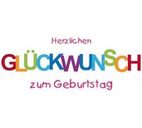 Perleberg Tarjeta de cumpleaños Basic Classic - letras coloridas, horizontal, 11,6 x 16,6 cm