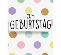 Perleberg Tarjeta de cumpleaños de alta calidad de la colección Midi-Card - Tarjeta Midi para cumpleaños con puntos y cartas, bonitas tarjetas de cumpleaños en calidad premium con sobre y pinza de 6,5 x 8 cm