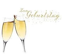 Perleberg Tarjeta de cumpleaños de la colección Midi-Card Collection - Tarjeta de cumpleaños con diseño de copa de champán - hermosas tarjetas de cumpleaños en calidad premium con sobre y pinza de 6,5 x 8 cm