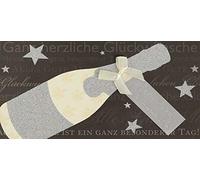 Perleberg - Tarjeta de felicitación general con diseño de botella y lazo - Tarjeta de felicitación de alta calidad con sobre en color crema - Elegante tarjeta de felicitación de 22,2 x 11,8 cm
