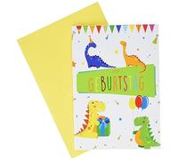 Perleberg Tarjeta de felicitación para cumpleaños infantil, colección clásica, tarjeta de cumpleaños para niños, tarjeta de felicitación de cumpleaños con diseño, 11,6 x 16,6 cm