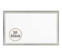 Perleberg - Tarjetas de mesa de alta calidad en paquete de 10 unidades - Tarjeta de mesa para bodas - Tarjetas de mesa para bautizo y cumpleaños - Nobles placas con marco plateado - Tarjetas de lugar