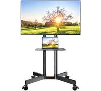 Perlegear Soporte de TV rodante, soporte de TV móvil con ruedas para televisores de 32 a 70 pulgadas, carrito de TV móvil de altura ajustable con inclinación de -15° a +5°, soporte de TV al aire libre