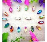 Perles en cristal de verre à griffes en forme d'œil de cheval Navette Marquise à coudre sur strass Appliques 6 Champagne Gold 3x6mm 50pcs-6x12mm 50pcs-8 AB couleurs mélangées