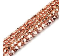 Perles rondes à facettes en Pierre naturelle plaquée Argent, Couleur or Noir, 2/3/4/6/8 mm, pour la Fabrication de Bijoux, 39,4 cm, or Rose, 3,7 mm, 95 pièces