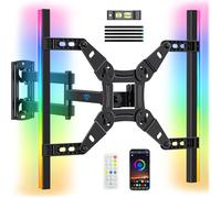PERLESMITH Soporte de Pared para TV con luz LED para Echo Show 21/15, 13"-42", 20 kg, VESA 200 x 200 mm, Soporte de TV con sincronización de música, Giro, rotación, extensión e inclinación