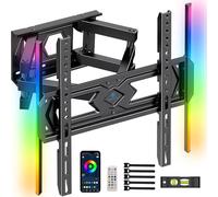 PERLESMITH Soporte TV Pared con Luces LED, para TVs 25″-70″, Soporte TV Brazo Dual Articulado con Movimiento Completo, Inclin y Giro, Luces Tra para TV con Sincron Musical, VESA Máx 400×400mm