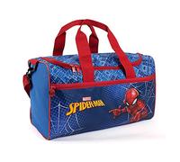 PERLETTI Bolsa Deporte Infantil Spiderman con Bandolera - Mochila Gimnasio para Niños Marvel Spider Man Azul y Rojo - Bolso Deportivo Niño con Hombre Araña de Viajes y Tiempo Libre - 35x22.5x15