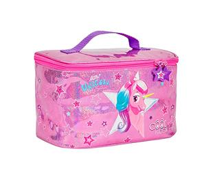 PERLETTI Bolsa Termica Porta Alimentos Niñas Unicornio - Nevera Portatil Pequeña para Niña Fucsia con Estrellas - Bolsa Almuerzo Infantil Playa Picnic Glitter - Cool Kids - 15x23x15cm (Unicornio)