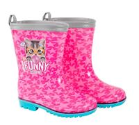 PERLETTI Botas de Agua Niña con Gato - Botas Impermeables para Niñas con Detalles Reflectantes y Suela Antideslizante Flexible - Calzados de Lluvia Infantiles en PVC - 5 Tallas (Gato, EU 26/27)