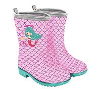 PERLETTI Botas de Agua Niña con Sirena Rosa - Botas Impermeables con Detalles Reflectantes y Suela Antideslizante Flexible - Botines de Lluvia en PVC para Niñas Ligeros y Cómodos (Rosa, 30/31 EU)