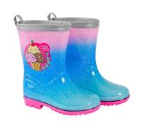 PERLETTI Botas de Agua Niña Rosa Azul - Botas Impermeables para Niñas con Detalles Reflectantes y Suela Antideslizante Flexible - Calzados de Lluvia Infantiles en PVC - 5 Tallas (Helado, EU 26/27)