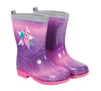 PERLETTI Botas de Agua Niñas con Unicornio - Calzado de Lluvia Niña Morado y Rosa - Botas Impermeables Infantes con Detalles Reflectantes Suela Antideslizante - Material PVC 5 Tallas (Violeta, 22)