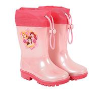 PERLETTI Botas de Agua Niñas Impermeables Princesas Disney- Zapatos de Lluvia Color Rosa Rapunzel Ariel Belle - Botines para Pequeñas Fucsia con Suela Antideslizante Material PVC (Rosa, 22/23 EU)