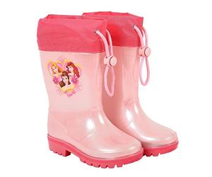 PERLETTI Botas de Agua Niñas Impermeables Princesas Disney- Zapatos de Lluvia Color Rosa Rapunzel Ariel Belle - Botines para Pequeñas Fucsia con Suela Antideslizante Material PVC (Rosa, 24/25 EU)