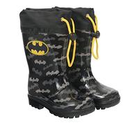 PERLETTI Botas de Agua Niño Impermeables Batman - Botines de Lluvia Color Nero y Gris con Murciélagos - Zapatos para Pequeños a Prueba de Agua Material PVC y Suela Antideslizante (Negro, 24/25 EU)