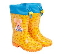 PERLETTI Botas de Agua Niño Niña Topo Gigio - Botines de Lluvia Niños Impermeables Amarillo con Detalles Naranja Blu - Zapatos para Pequeños a Prueba de Agua Suela Antideslizante (Amarillo, 28/29 EU)