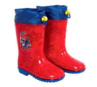 PERLETTI Botas de Agua Niño Spiderman Azul Material PVC - Botines Niños 3 4 5 6 Años Marvel Spider Man con Suela Antideslizante - Botas Impermeables Infantes Hombre Araña con Cordón (Rojo, 26/27)