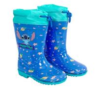 PERLETTI Botas de Agua Stitch Niño Niña Material PVC - Botines para Niños 3 4 5 6 Años con Suela Antideslizante Lluvia Nieve Barro - Botas Impermeables Infantiles Disney con Cordón (Azul, 24/25)