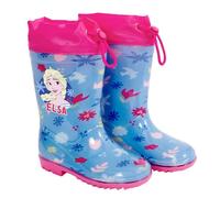 PERLETTI Botas de Aguas Niña Frozen con Princesas Elsa y Anna - Botines Niñas 3 4 5 6 Años Violeta Fucsia con Suela Antideslizante - Botas Impermeables Infantiles Cierre con Cordón (Lila, 22/23)