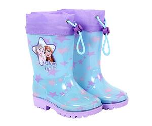 PERLETTI Botas de Aguas Niñas Frozen 2 Princesas Elsa y Anna - Calzado de Lluvia Reino del Hielo con Suela Antideslizante - Botas Impermeables Niña Cierre con Cordón Disney (Turquesa, numeric_24)