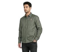 PERLETTI Chaqueta Camisa Impermeable Hombre - Antiviento con Interior Acolchado Botones a Presión y Bolsillos - Chubasquero Lluvia Cortaviento Abrigo Ligero Versátil Resistente y Plegable (L, Verde)